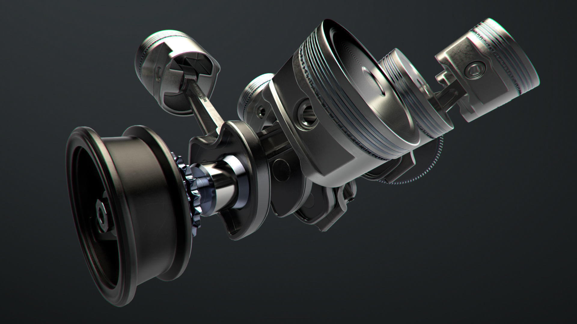 V8 Engine Working Animated 3D model_10