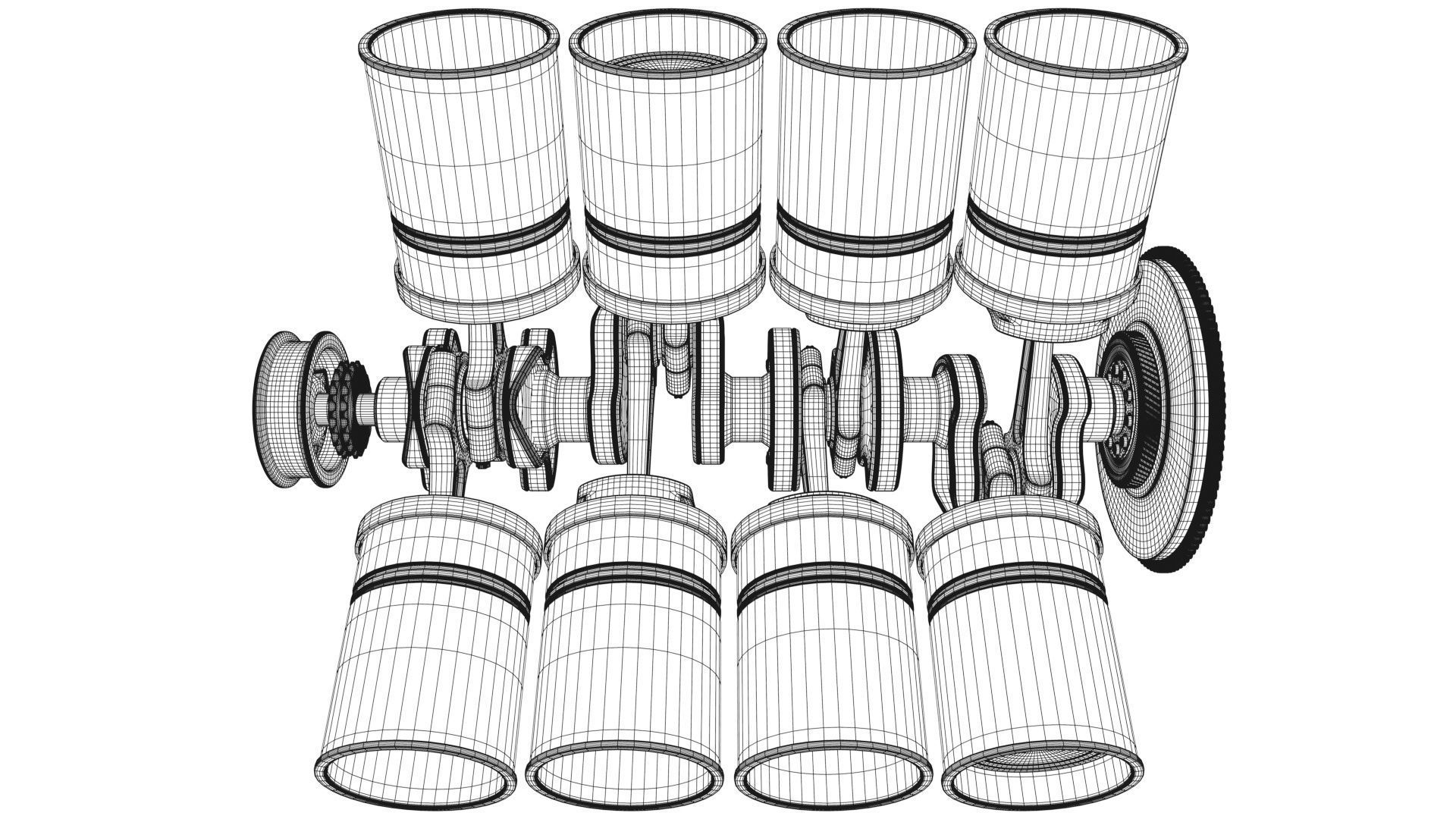 V8 Engine Working Animated 3D model_32