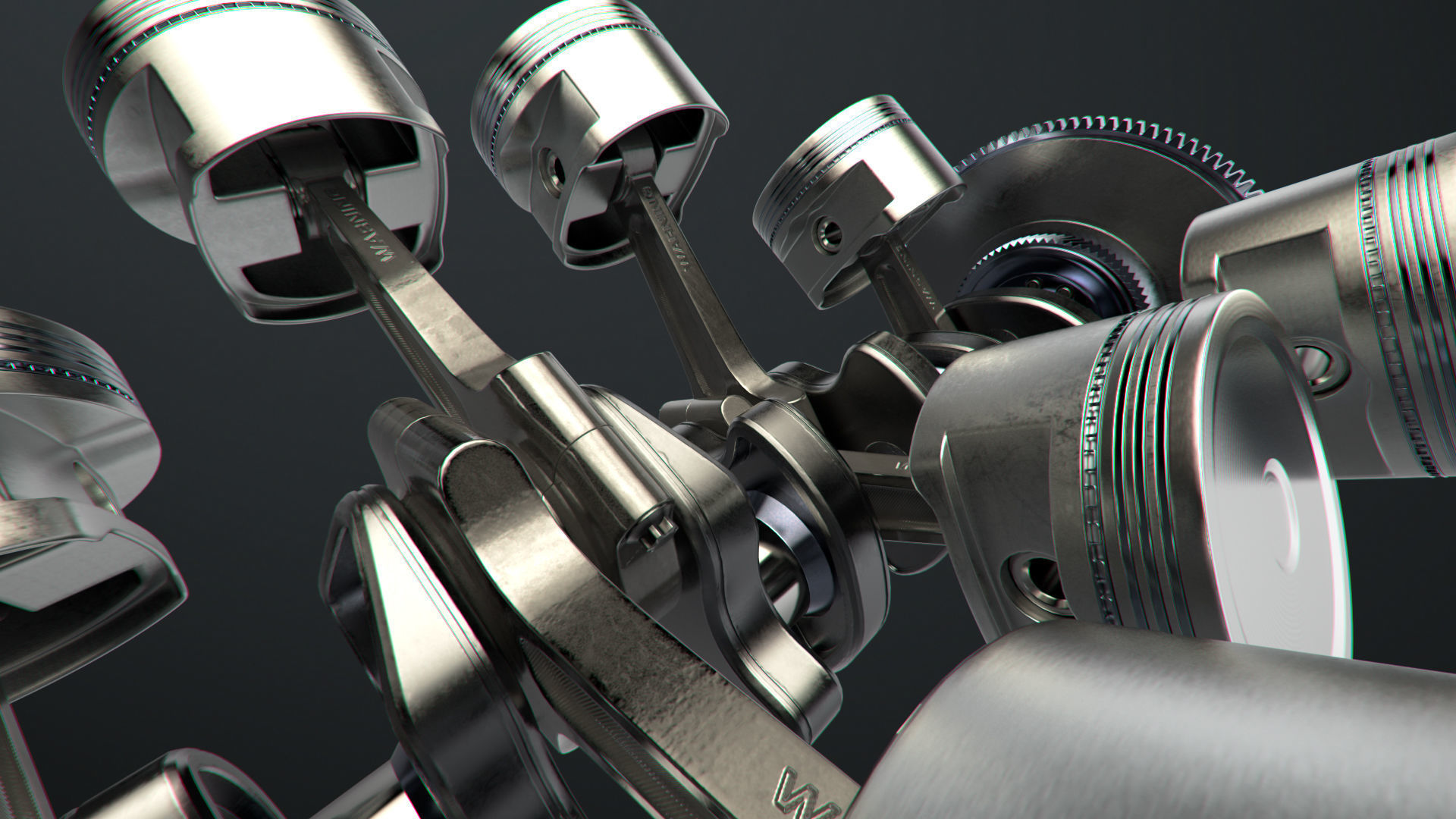 V8 Engine Working Animated 3D model_15