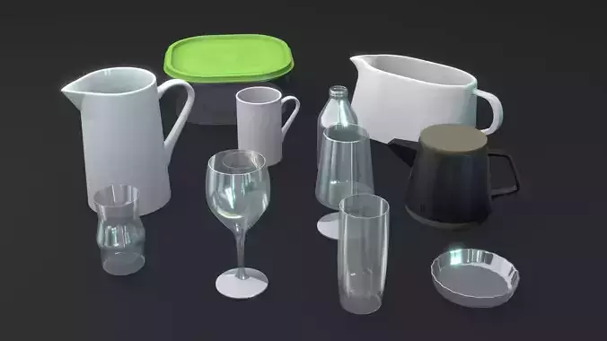 Kitchenware 3D Model Collection Low-poly 3D model