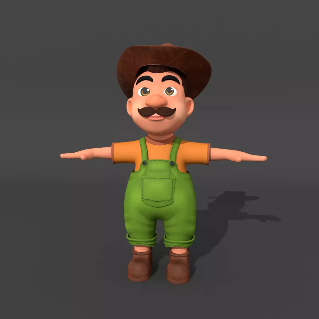 farmer cartoon 3D model_0