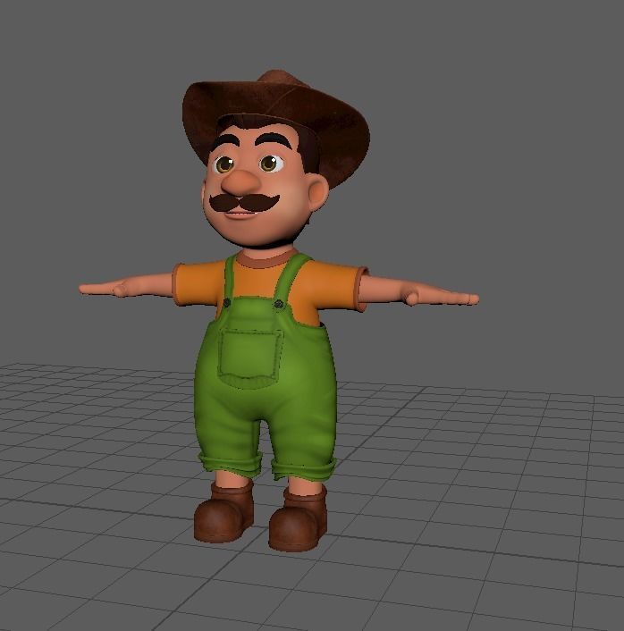 farmer cartoon 3D model_1