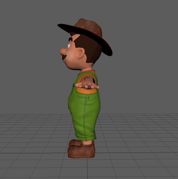farmer cartoon rigg 3D model_4