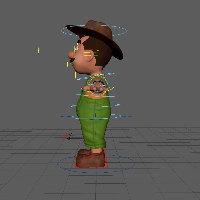 farmer cartoon rigg 3D model_1