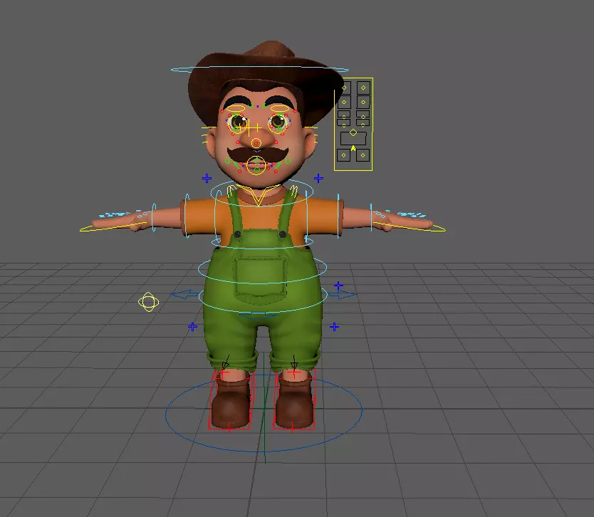 farmer cartoon rigg 3D model_0