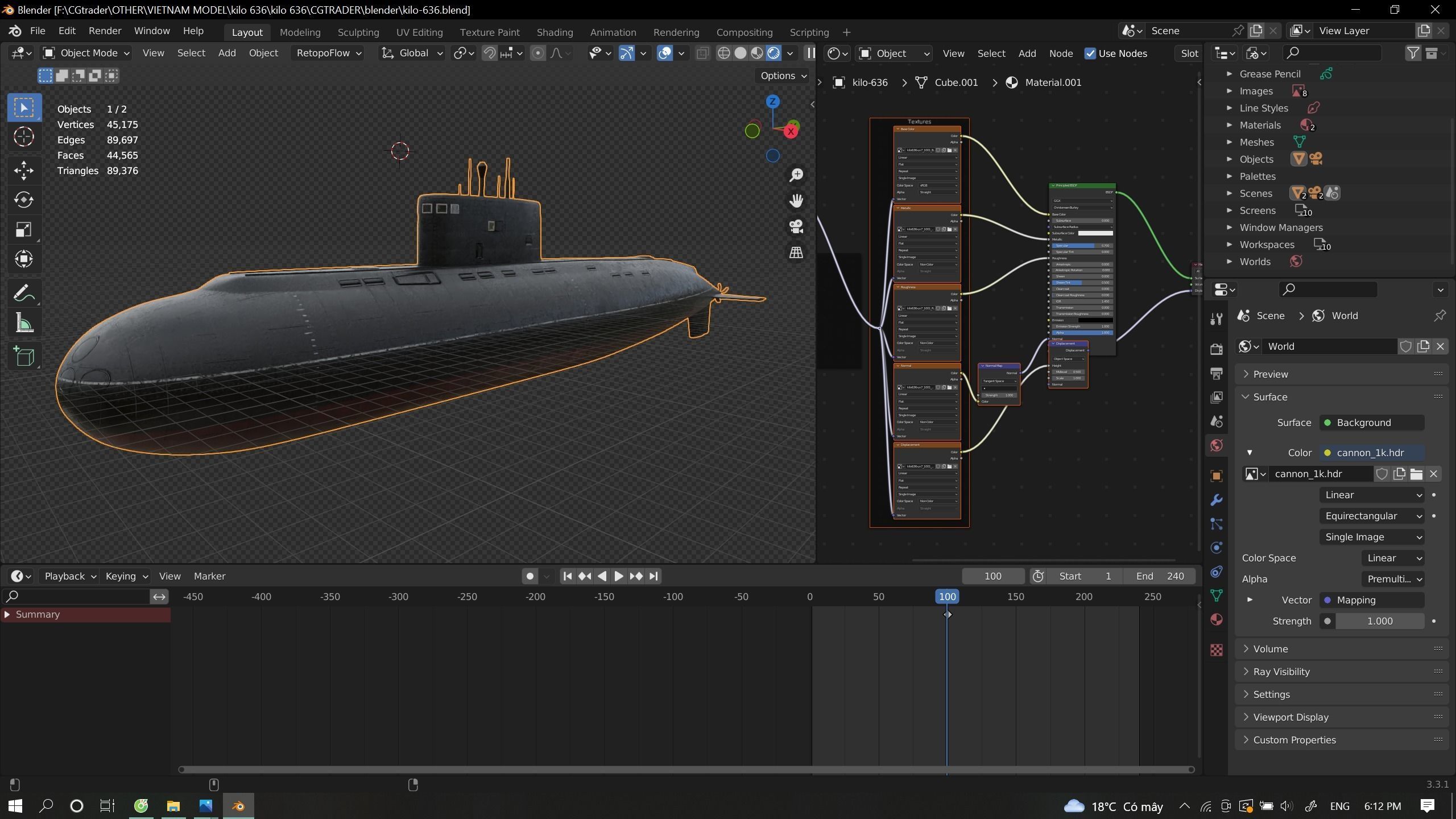 Kilo-636 Class Submarine Low-poly 3D model_12