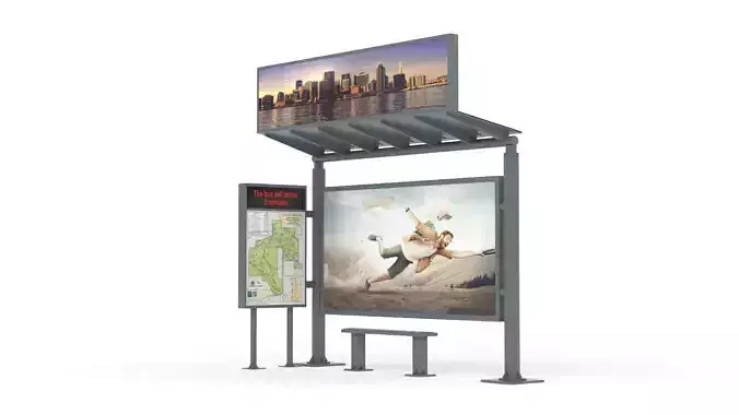 Bus Station Shelter 3D model