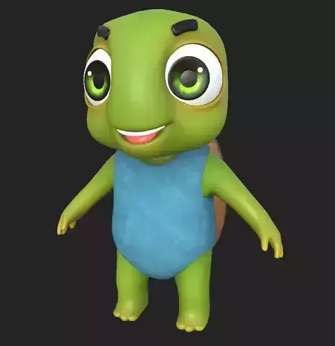 Turtle cartoon rigg 3D model
