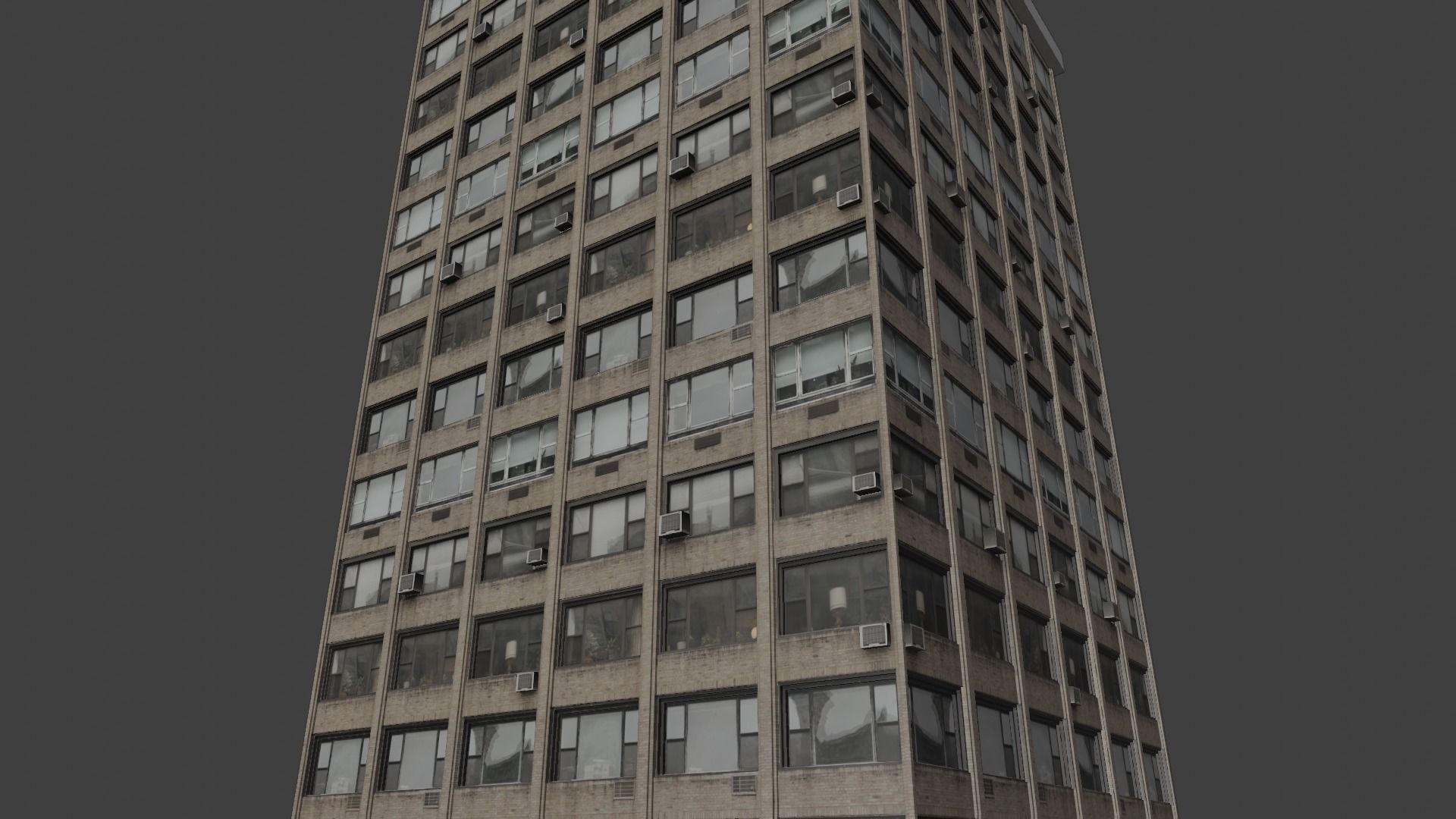 3d realistic building tall with windows 3D model_8