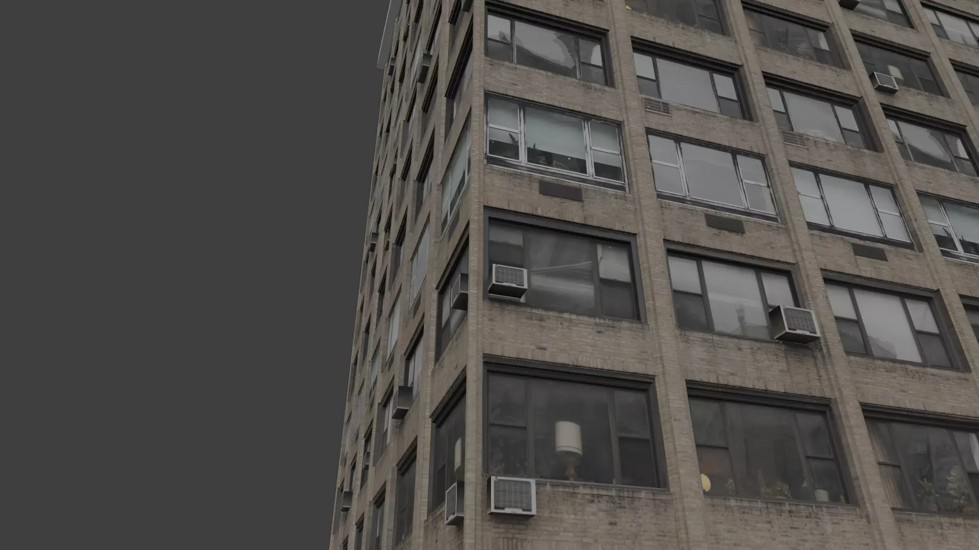 3d realistic building tall with windows 3D model_0