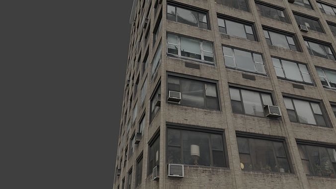 3d realistic building tall with windows 3D model