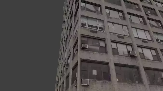 3d realistic building tall with windows 3D model