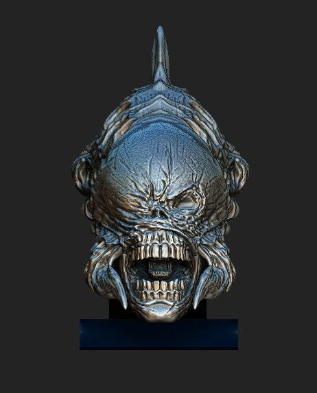 Aliens Raven head with base 3D model_3