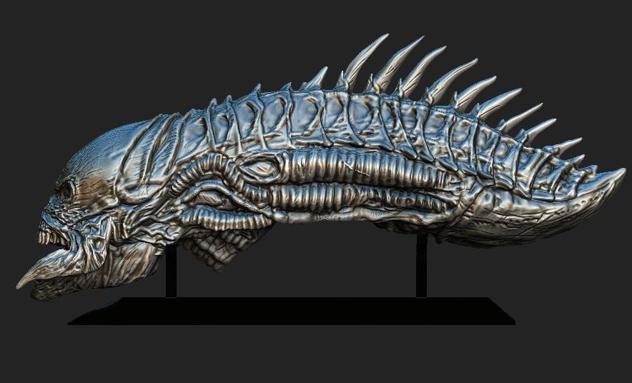 Aliens Raven head with base 3D model_4