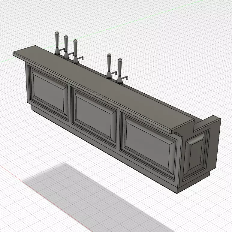 BAR COUNTER FOR PUB 7MM SCALE O GAUGE MODEL RAILWAY BUILDING 3D print model_0