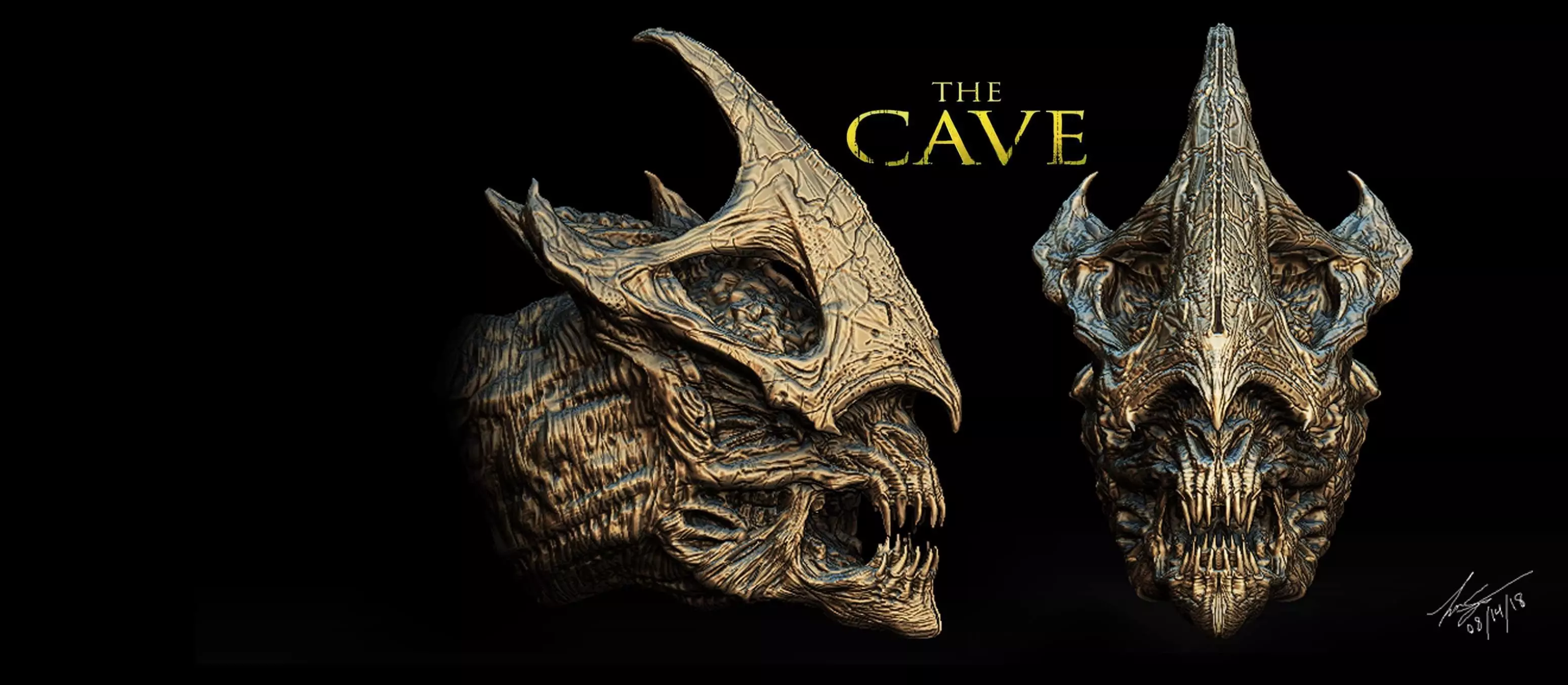 The cave Creature Head 3D model_0