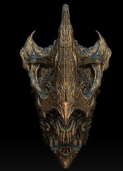 The cave Creature Head 3D model_3