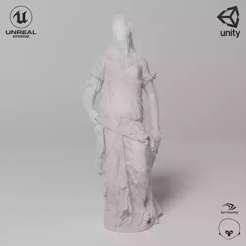 Veiled Woman Sculpture VR AR Mobile-ready Game-ready Low-poly 3D model