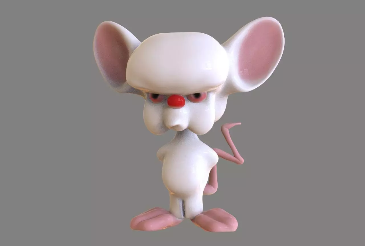 The Brain cartoon mouse with nose 3D print model_0