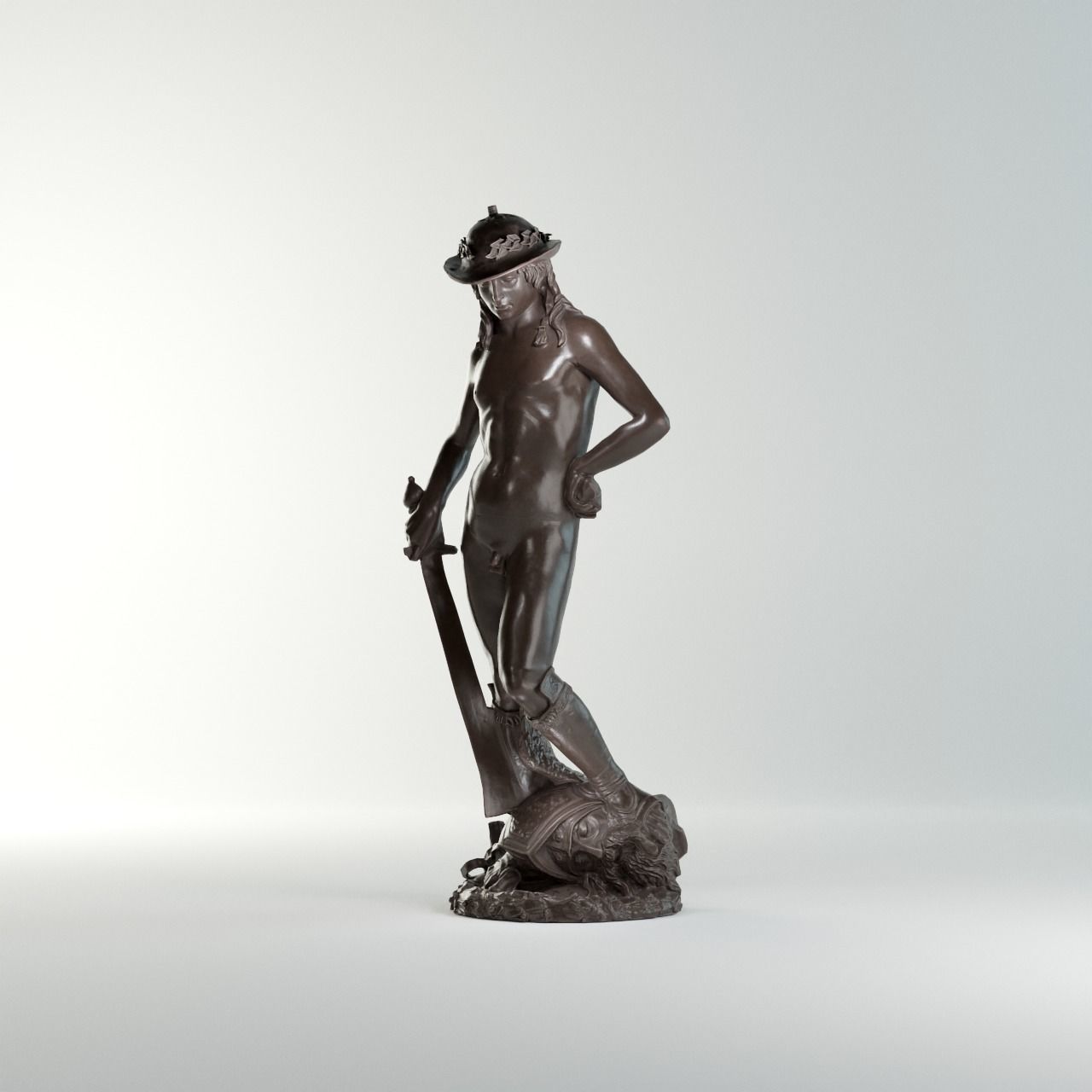 David Donatello Sculpture VR AR Mobile-ready Game-ready Low-poly 3D model_4