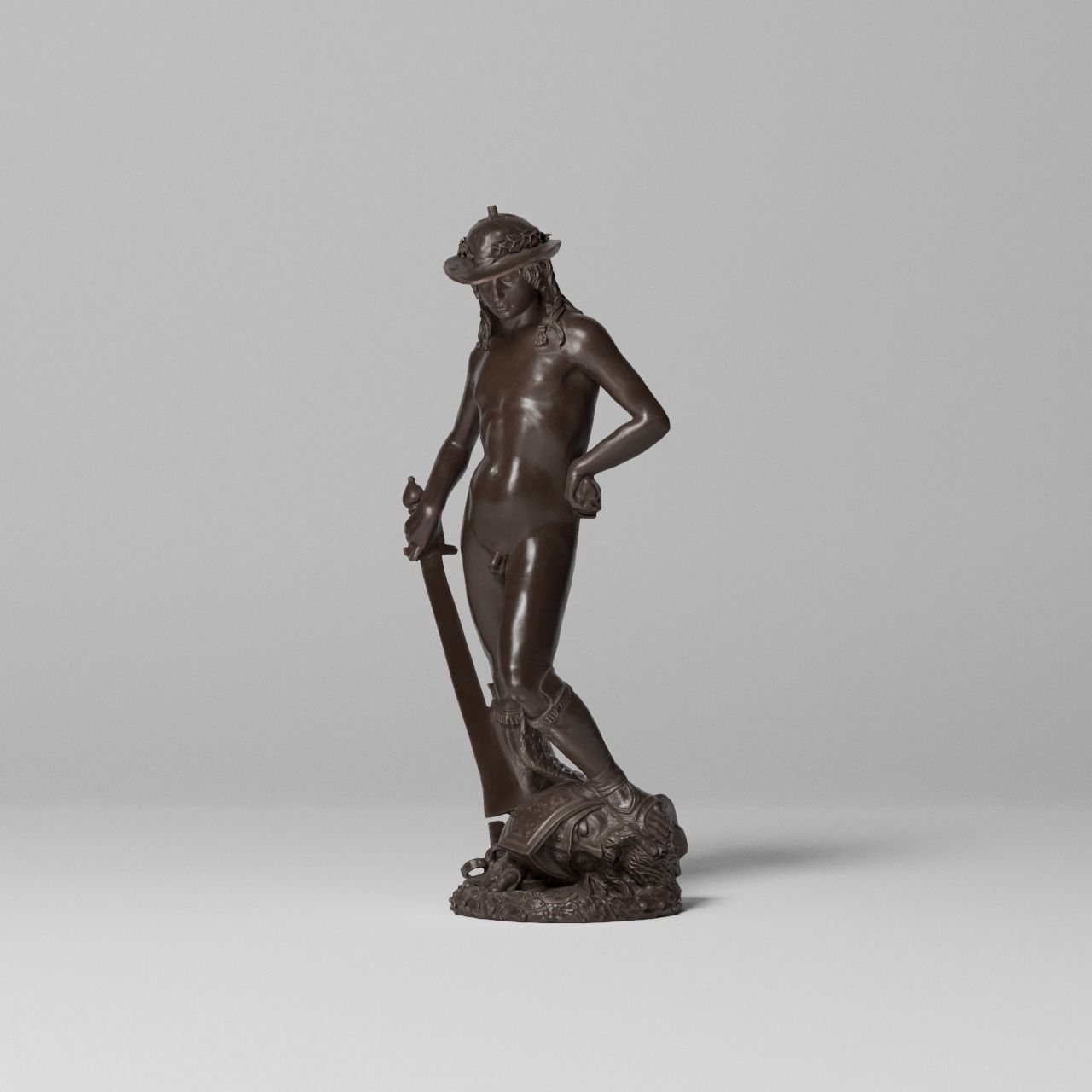 David Donatello Sculpture VR AR Mobile-ready Game-ready Low-poly 3D model_3