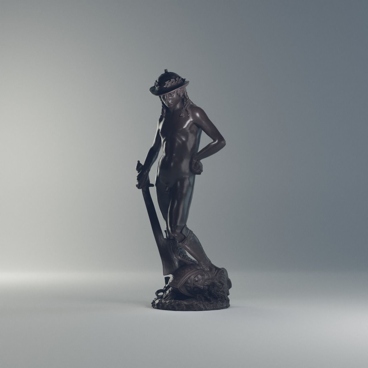 David Donatello Sculpture VR AR Mobile-ready Game-ready Low-poly 3D model_5