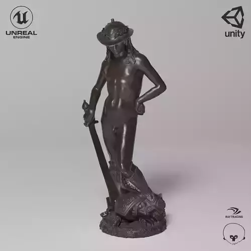 David Donatello Sculpture VR AR Mobile-ready Game-ready Low-poly 3D model