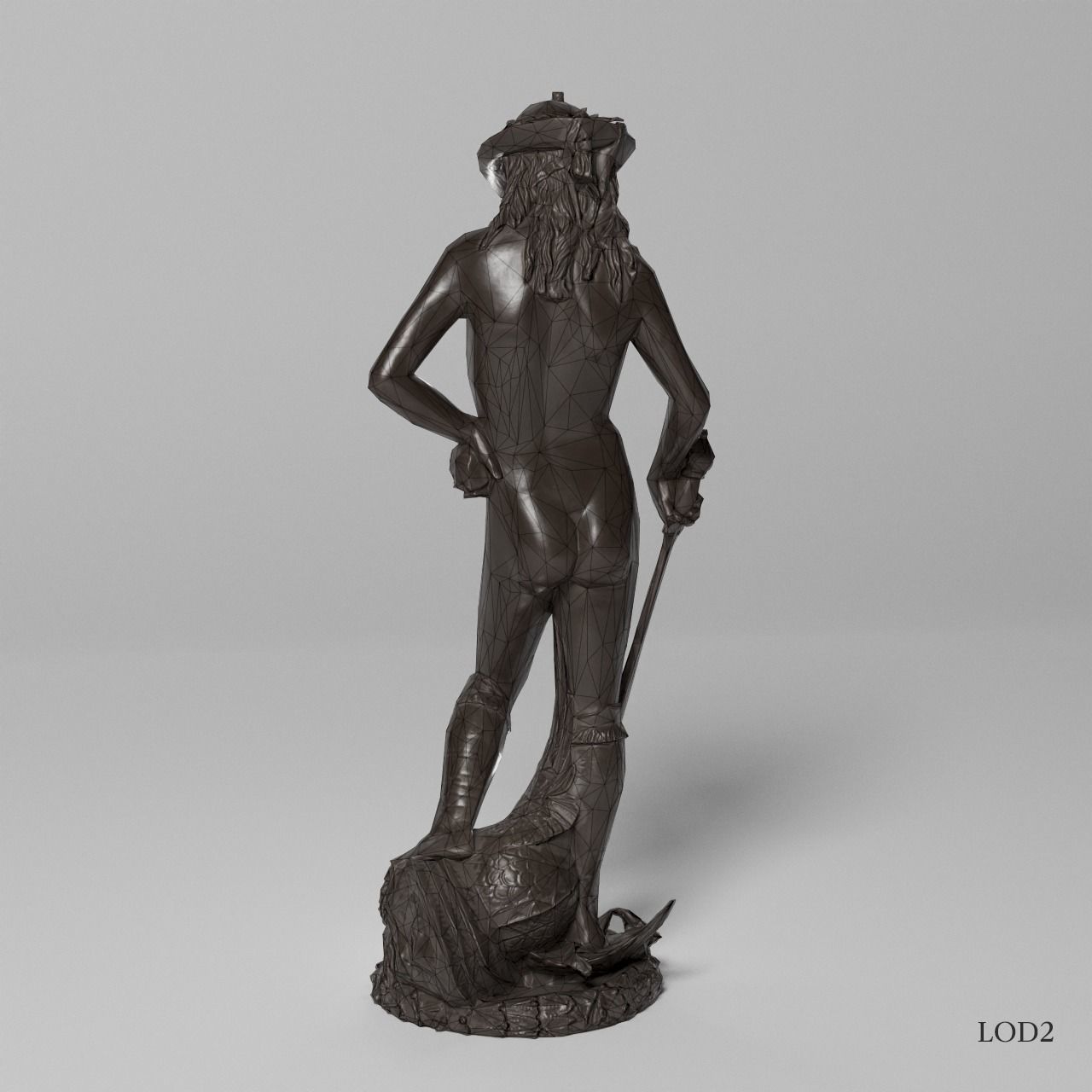 David Donatello Sculpture VR AR Mobile-ready Game-ready Low-poly 3D model_16