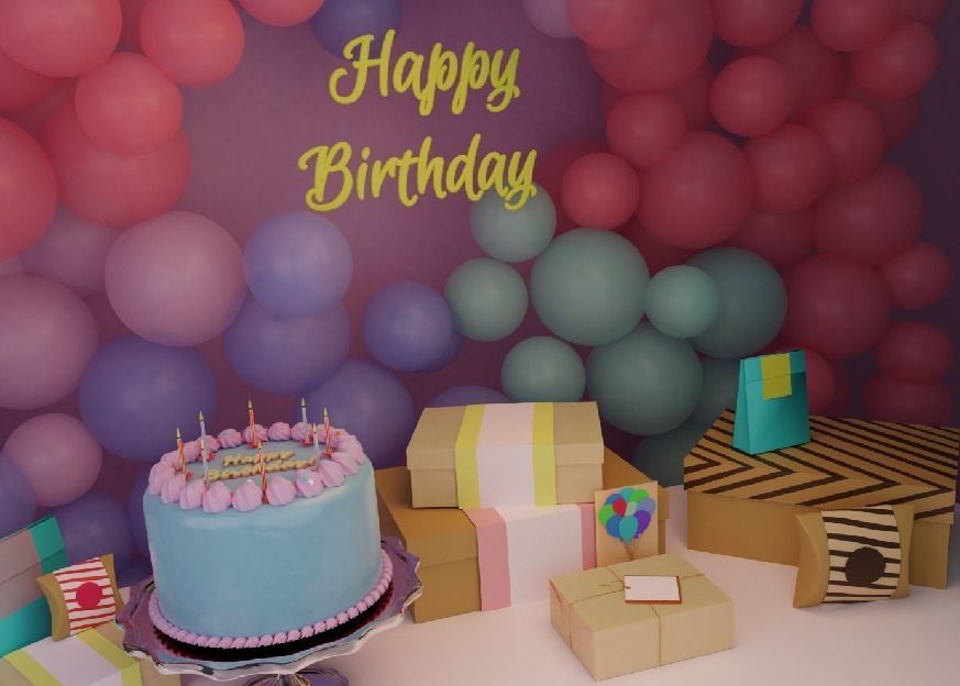 Happy Birthday Party Decoration 3D model_7