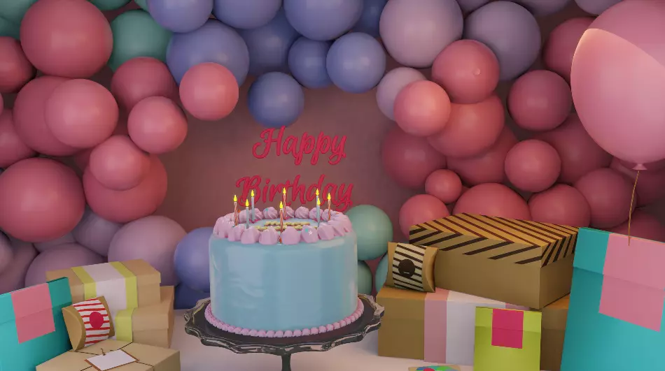 Happy Birthday Party Decoration 3D model_0
