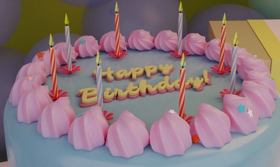 Happy Birthday Party Decoration 3D model_6