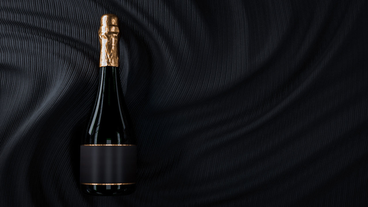 Wine Bottle With Maroon Background 3D model_5