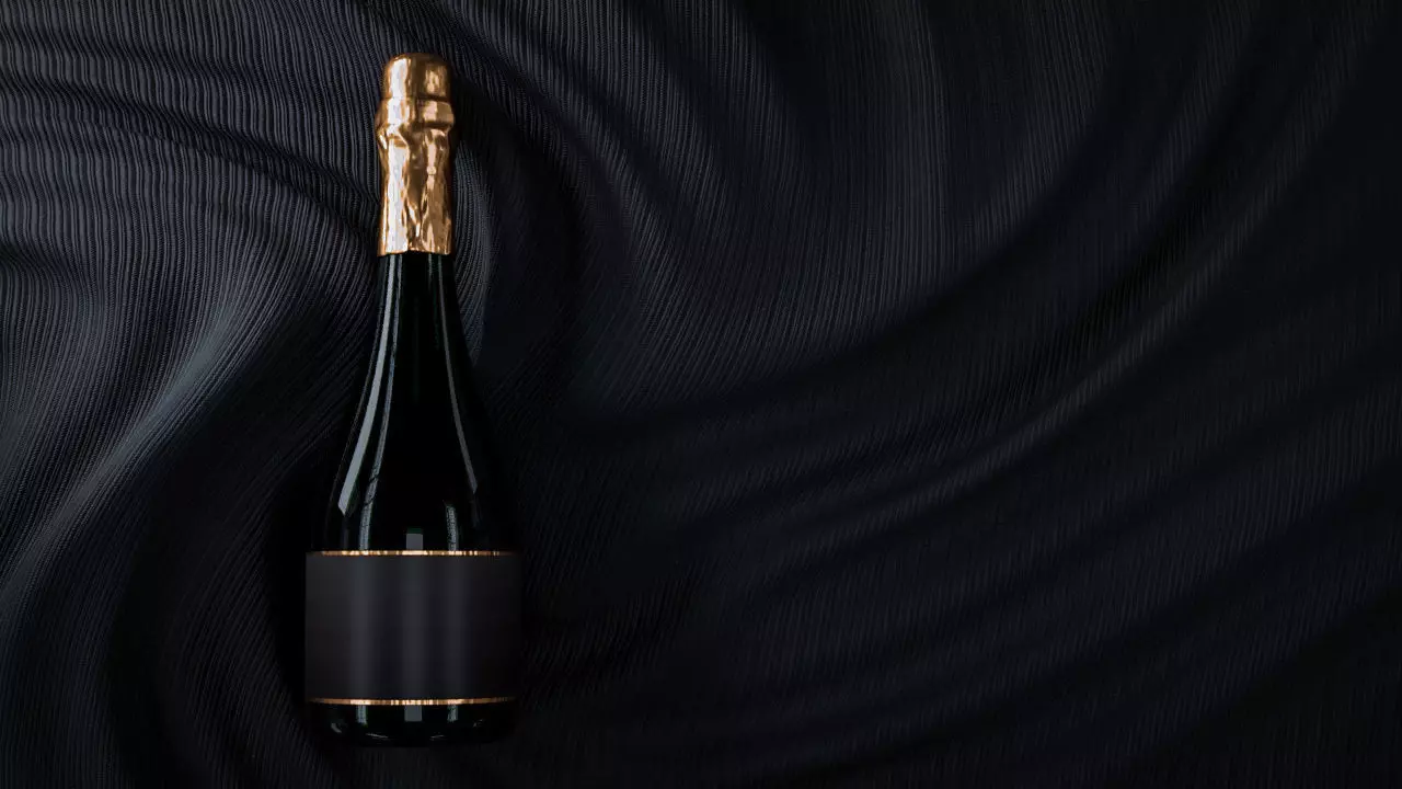 Wine Bottle With Black Background 3D model_0