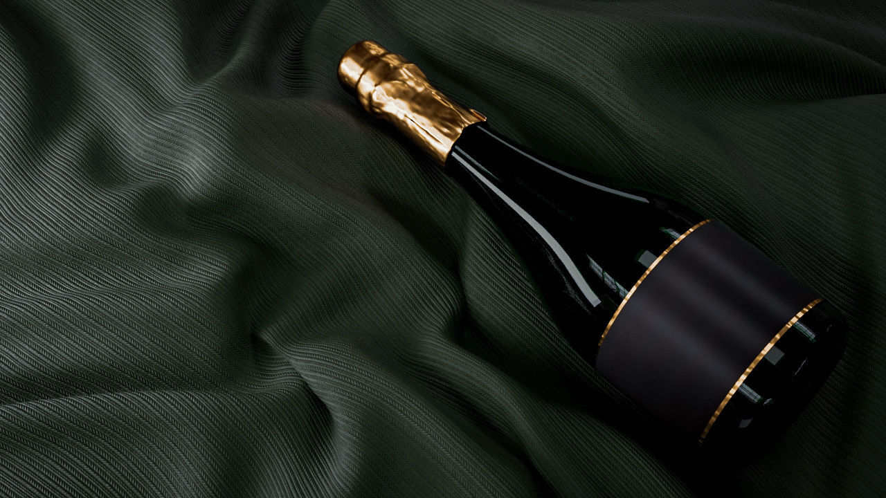 Wine Bottle With Black Background 3D model_4