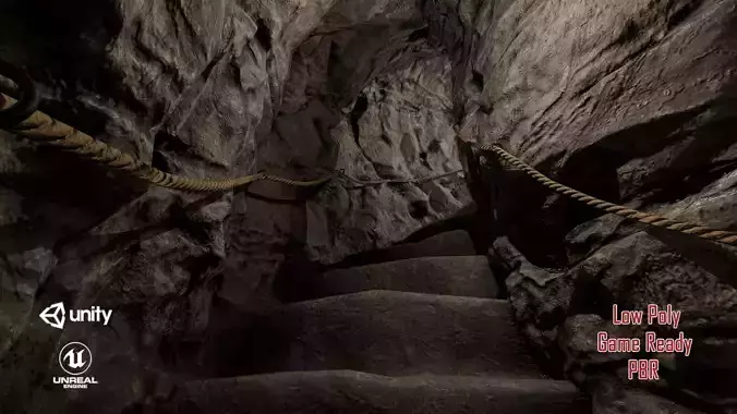 Dungeon Ascent Interior Scene PBR Low-poly 3D model