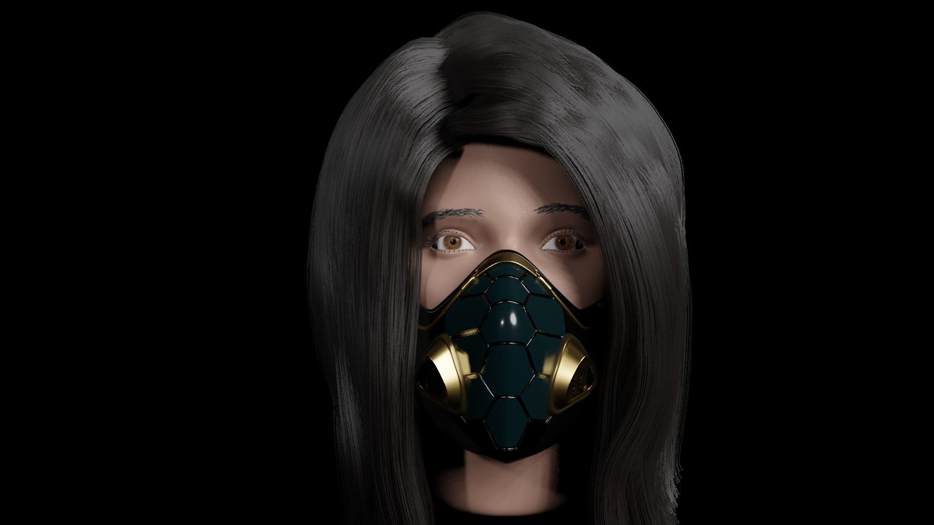 Long Hair   3d model Low-poly 3D model_1