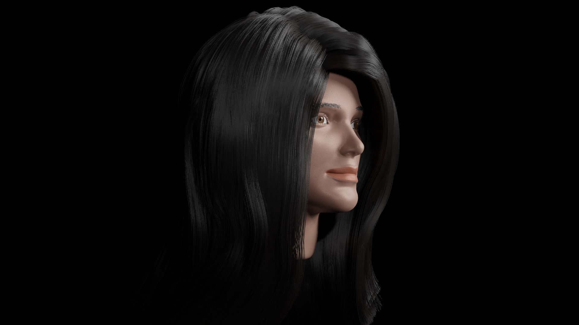 Long Hair   3d model Low-poly 3D model_4