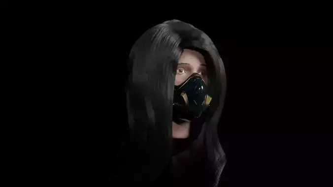 Long Hair   3d model Low-poly 3D model