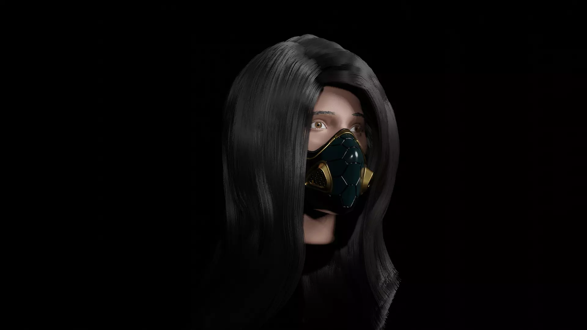 Long Hair   3d model Low-poly 3D model_0