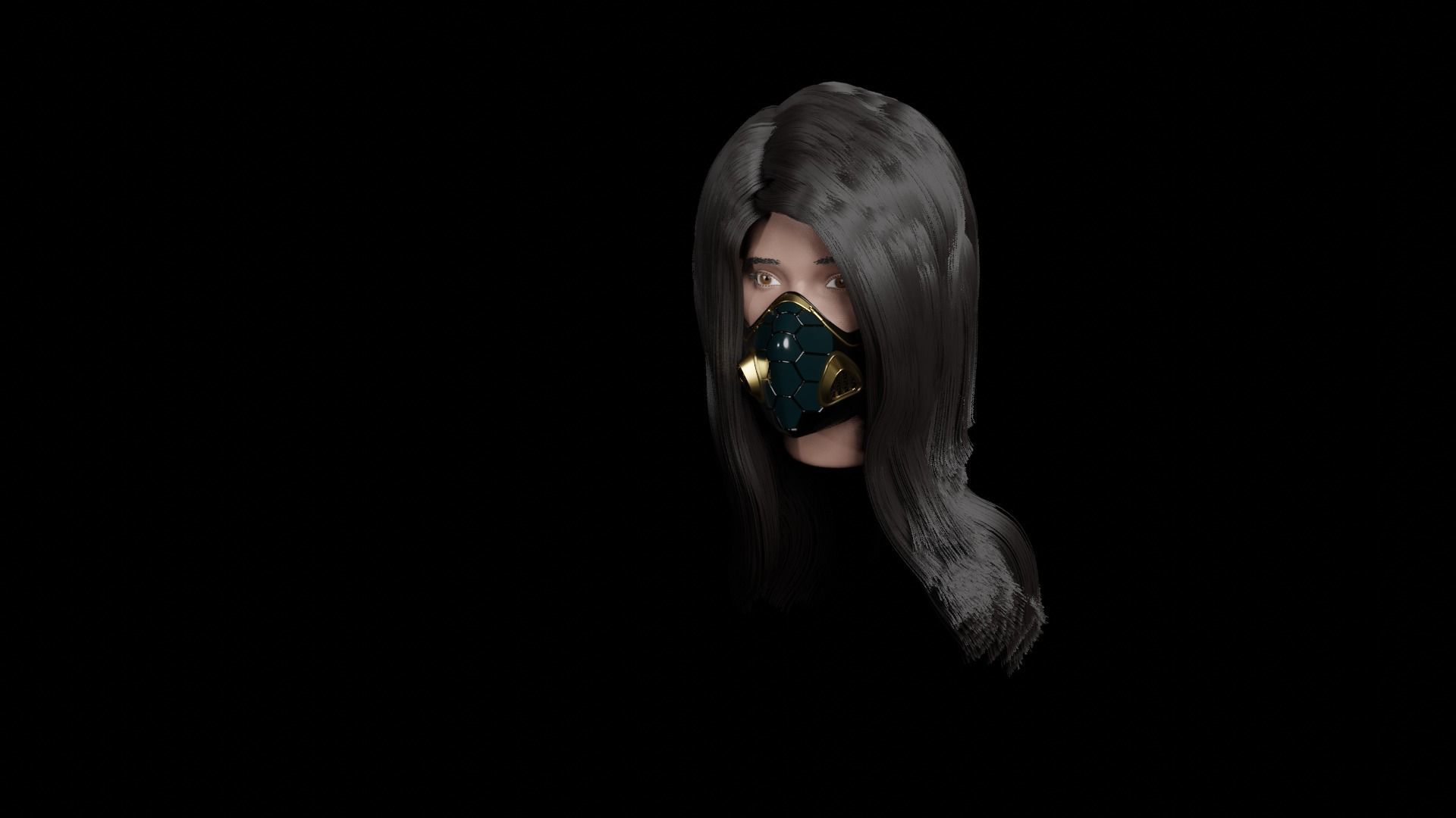 Long Hair   3d model Low-poly 3D model_2