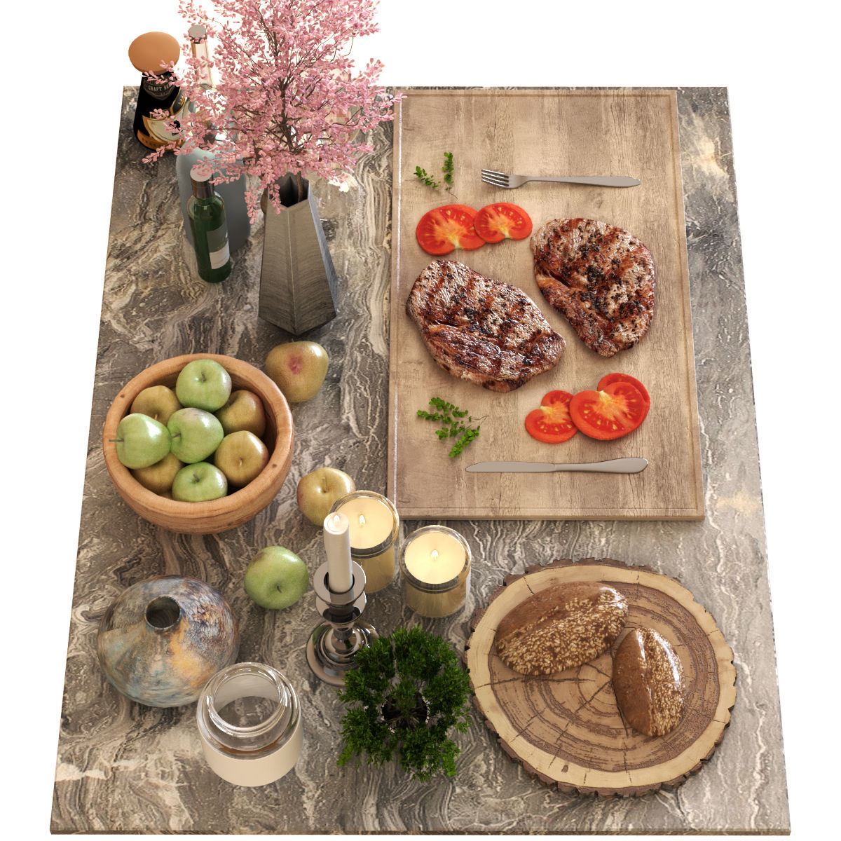 dining table set 005 3D model_4