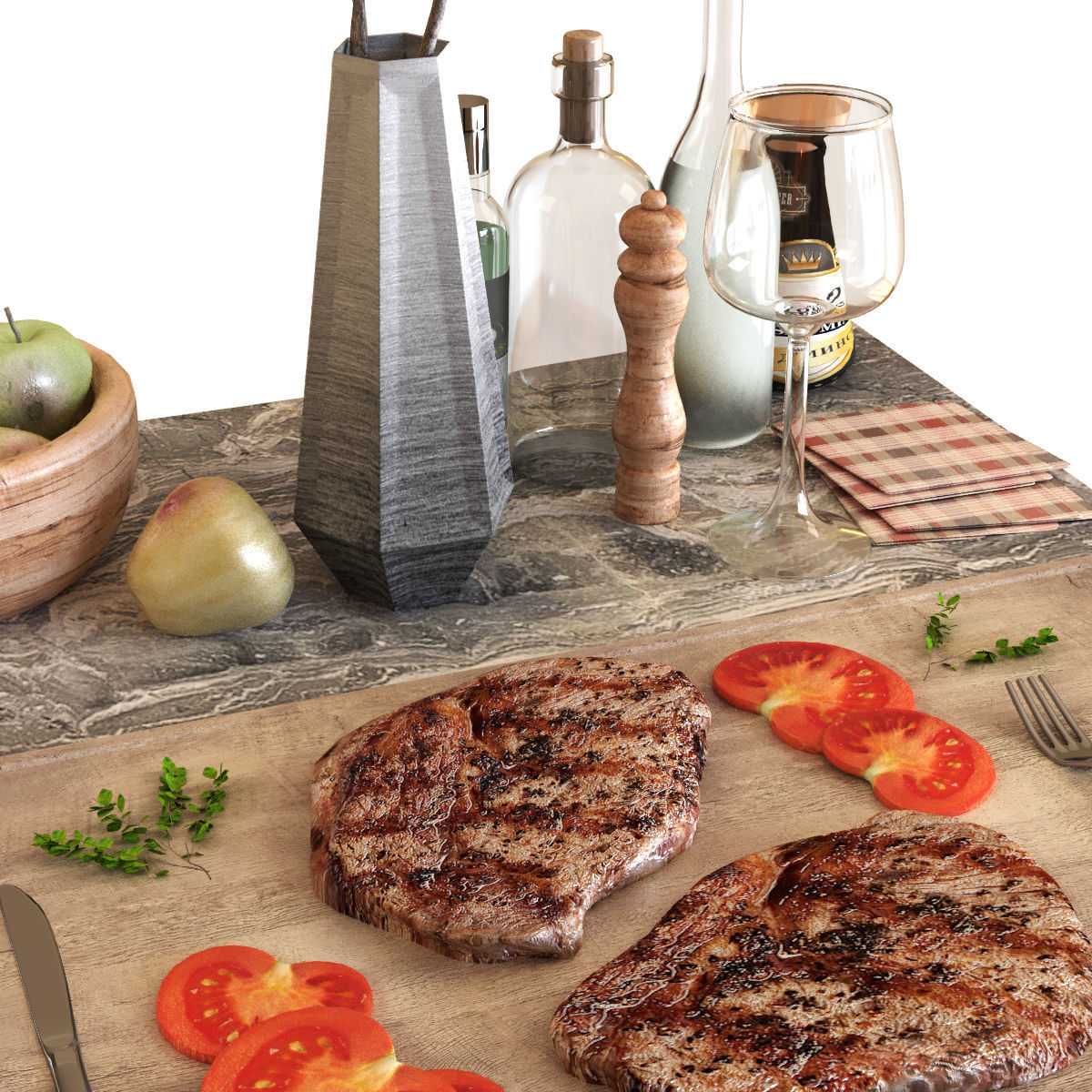 dining table set 005 3D model_3