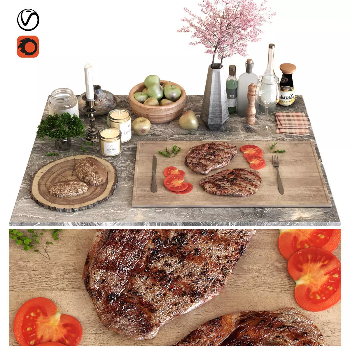 dining table set 005 3D model_0