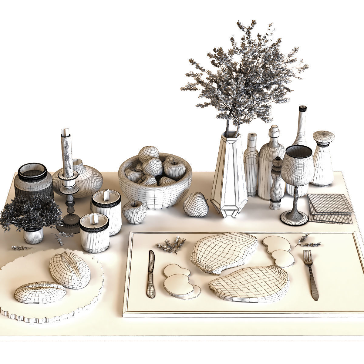 dining table set 005 3D model_6