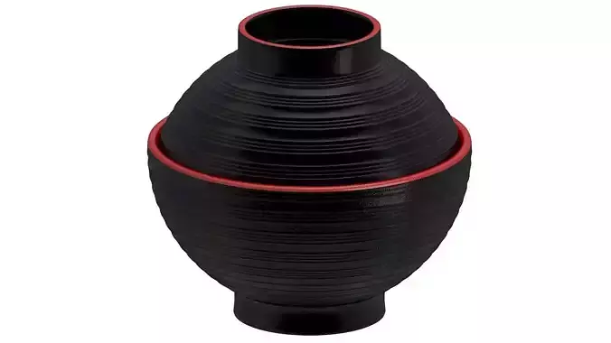 Black Classic Traditional Lidded Japanese Miso Soup Bowl