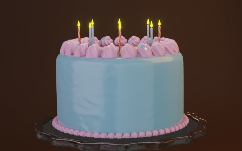 Happy Birthday Cake 3D model_2