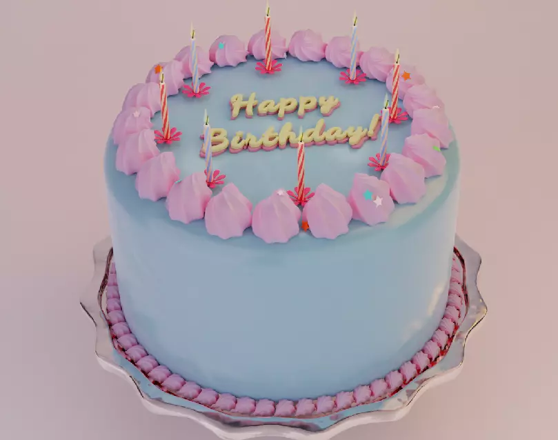 Happy Birthday Cake 3D model_0