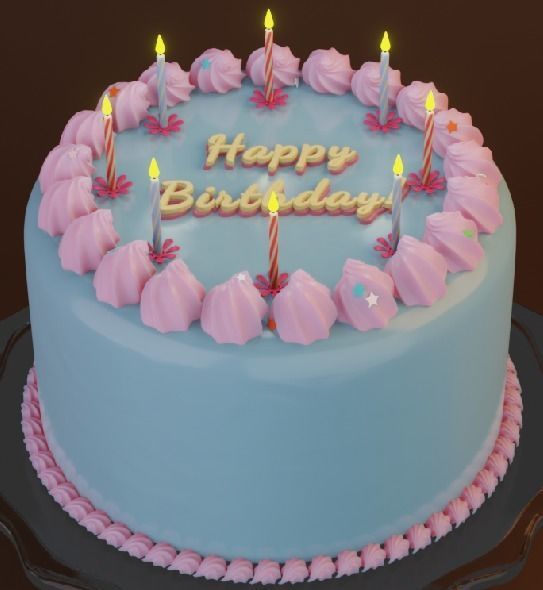 Happy Birthday Cake 3D model_1