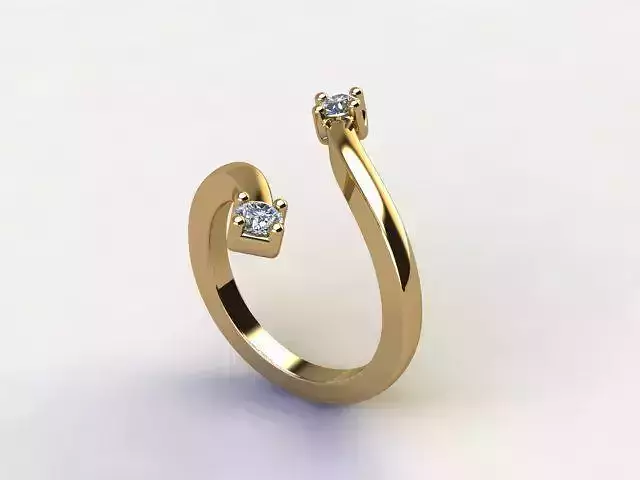 10069 gold ring with two diamonds in center
