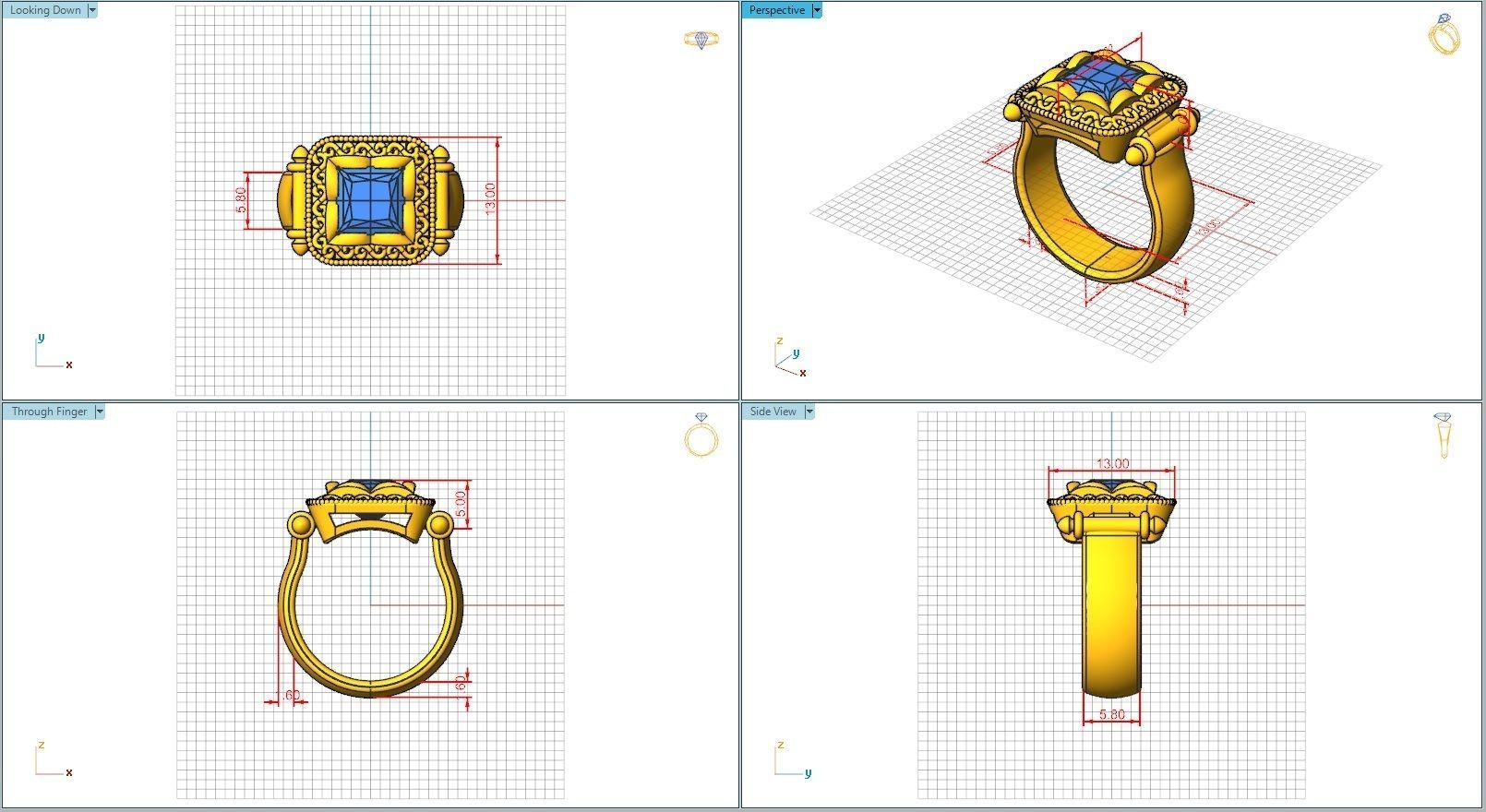 10070 gold ring with diamond in center 3D print model_5